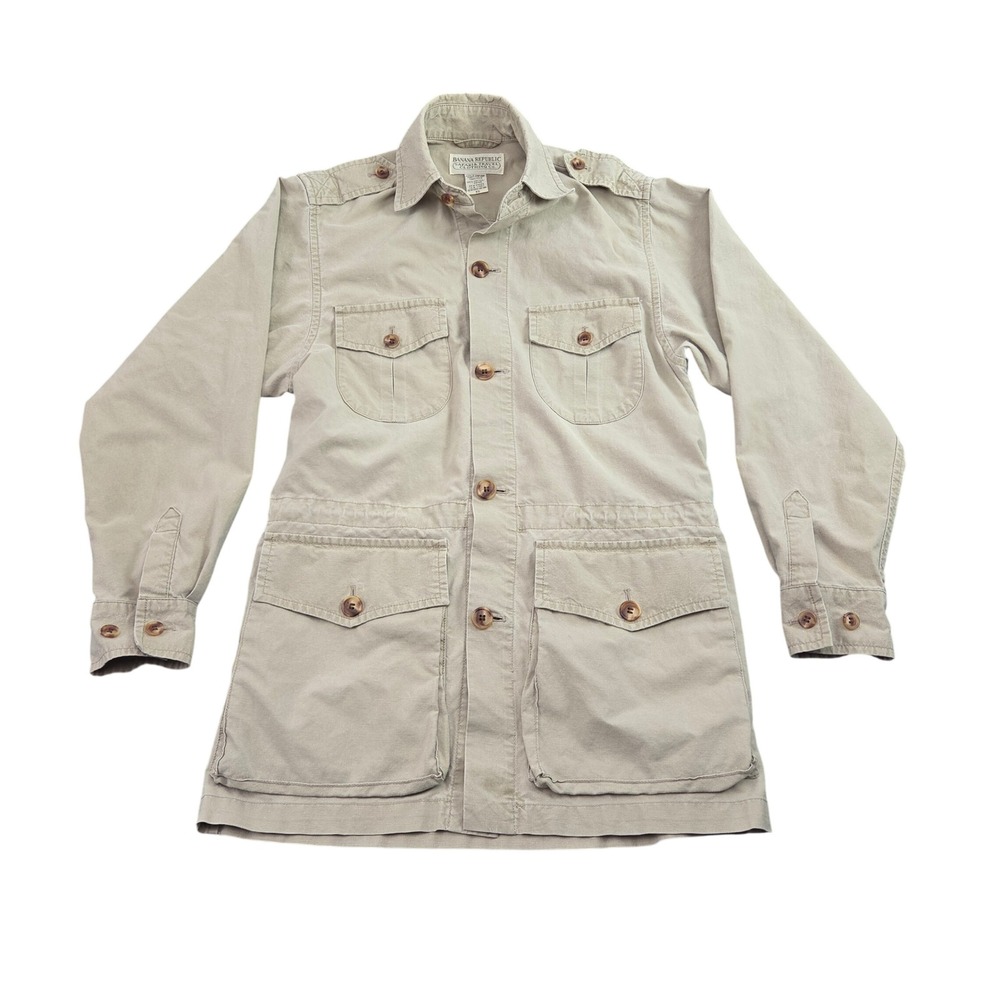 Banana Republic Safari Jacket Unisex XS Tan Cotton Vintage Utility Field Coat